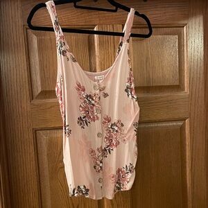 Maurices Pink Floral Button-Front Tank Top